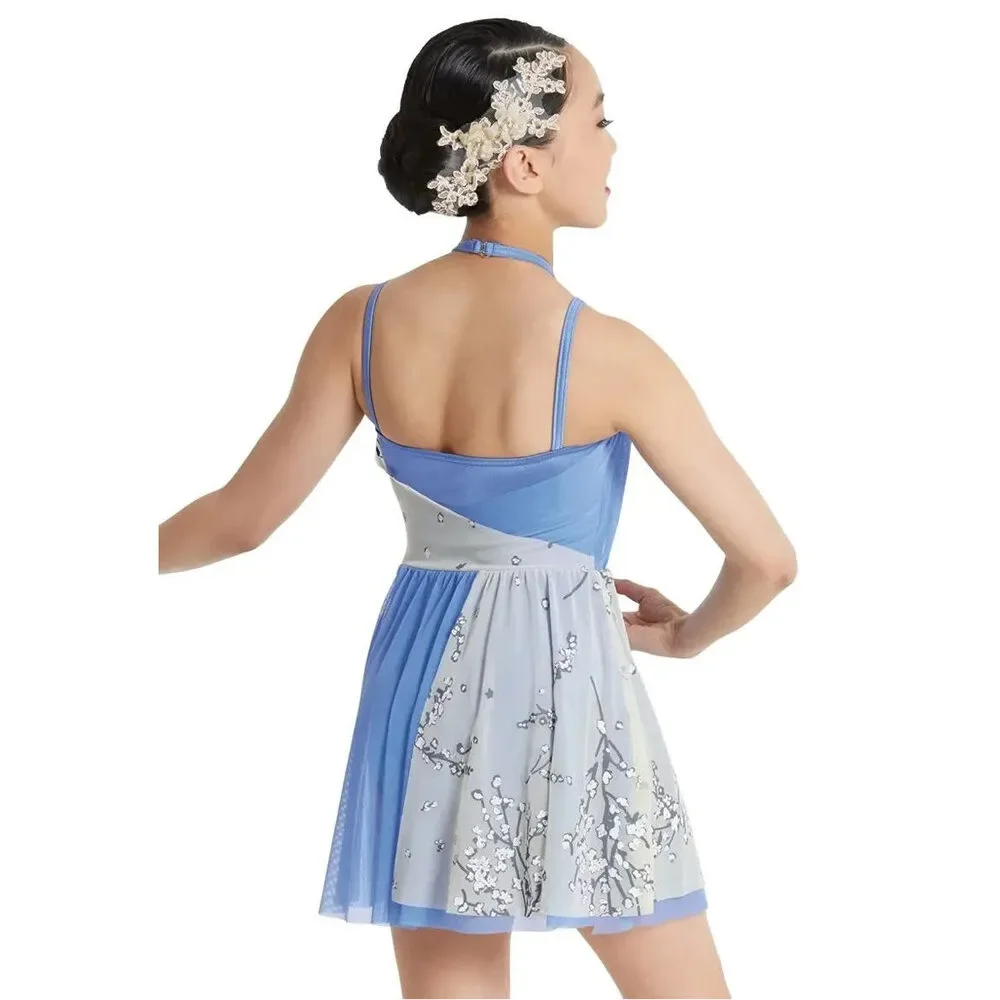 Pre-Owned Dance Costume Weissman 11923 6X-7 Child Blue Flowy Lyrical